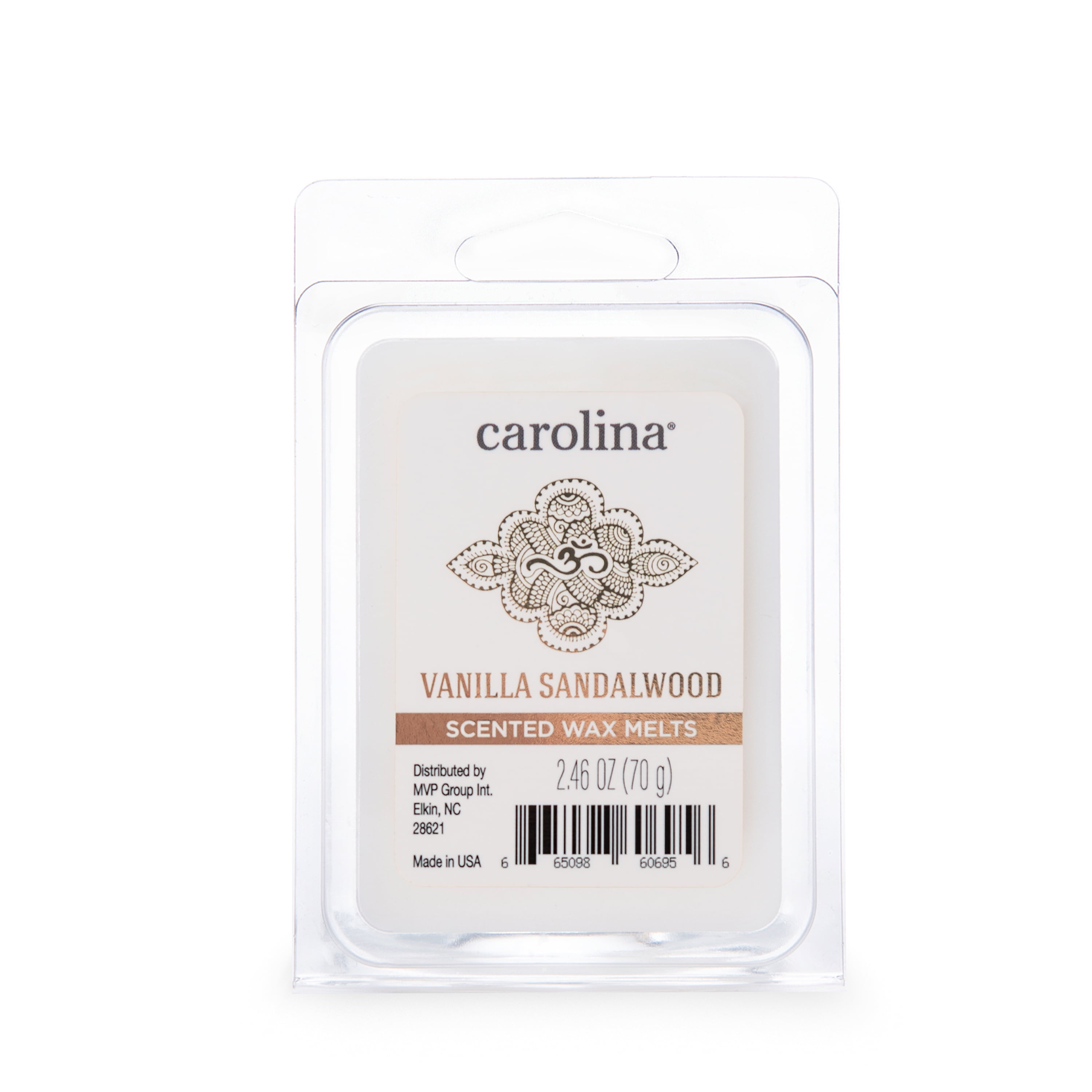Carolina Candle Vanilla Sandalwood 2.46 oz Wax Melt, Aromatherapy, 6 Cube,  White