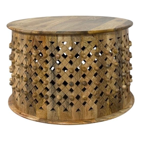 Carolina Artisan 30" Lattice Weave Mango Wood Coffee Table in Natural