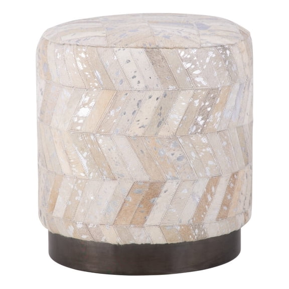 Carolina Handwoven Dionysus Silver Shevron Ottoman
