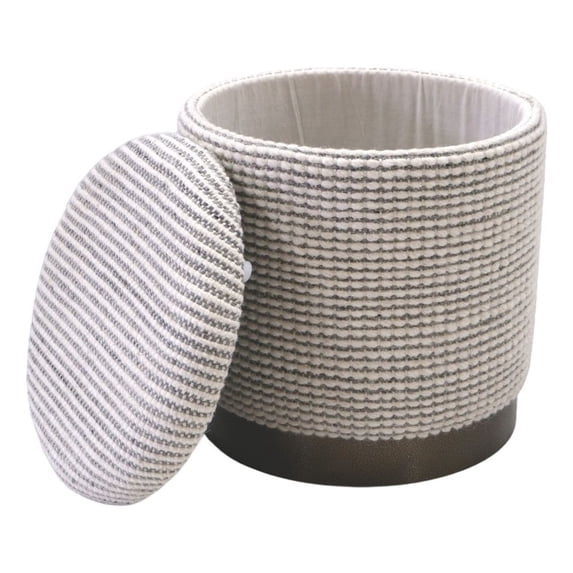 Carolina Handwoven Kratus Hammered Metal Storage Ottoman