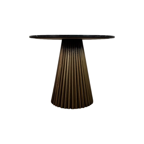 Carolina Harmony 36" Brass Groove Dining Table in Black Honed