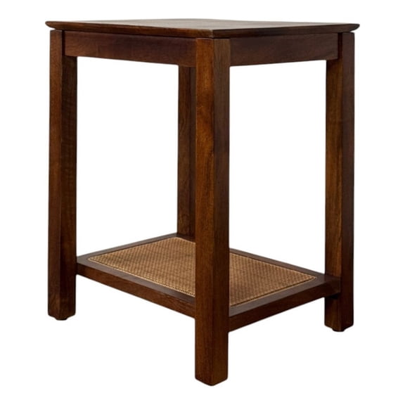 Carolina Haven 22" Cane Shelf Accent Table in Blonde Acacia