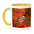 thumbnail image 1 of 3dRose, Carolina Chickadee on Common Winterberry, bush, Marion Co. IL, 11oz Two-Tone Yellow Mug, 1 of 7