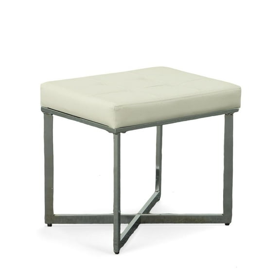 Carolina Classic Furniture Summer Vanity Bench, White and Chrome