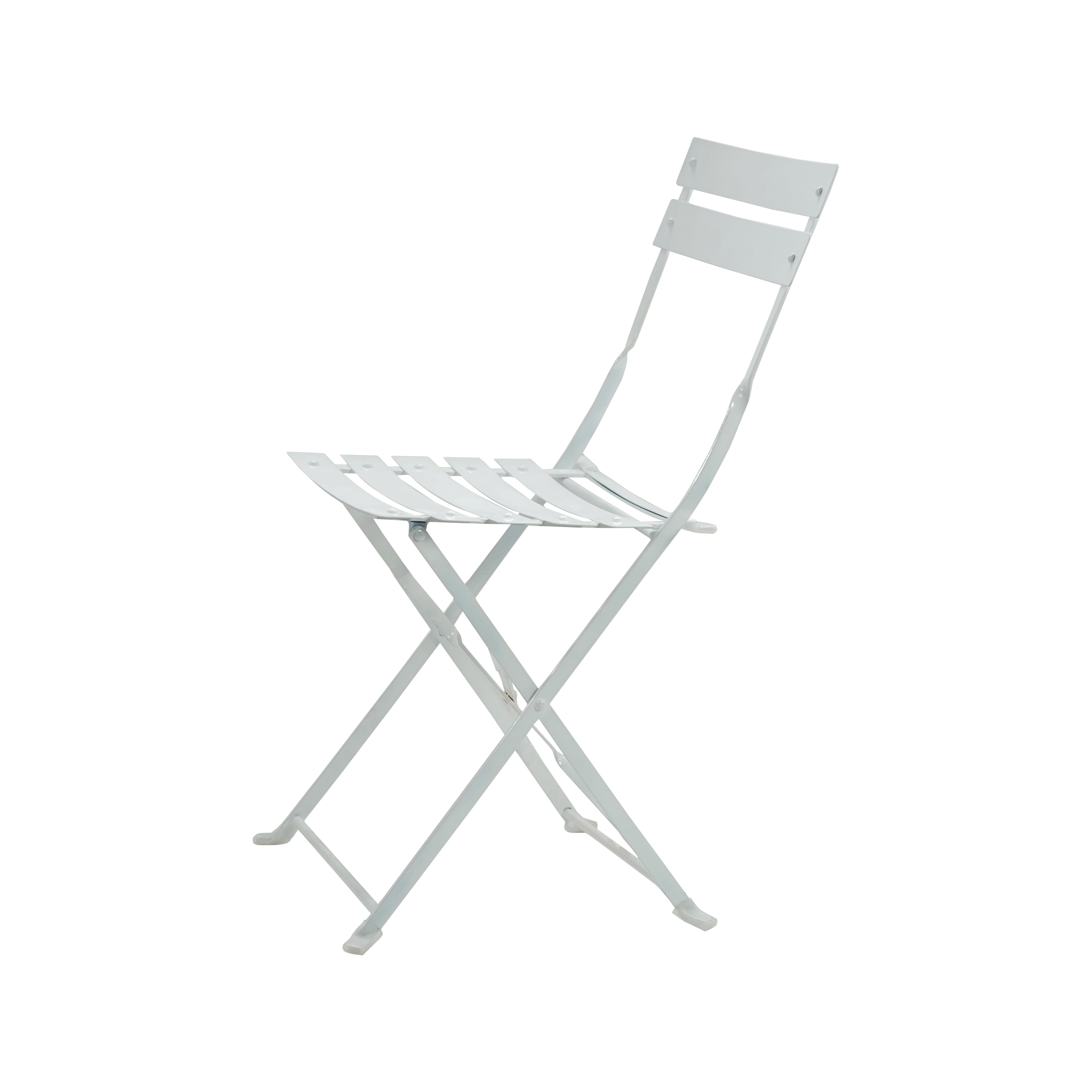 White Folding Metal Bistro Chair Set of 2