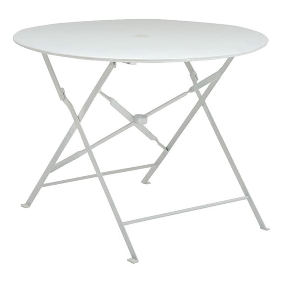 Carolina Classics  36" Folding Metal Bistro Table with Umbrella Hole in White