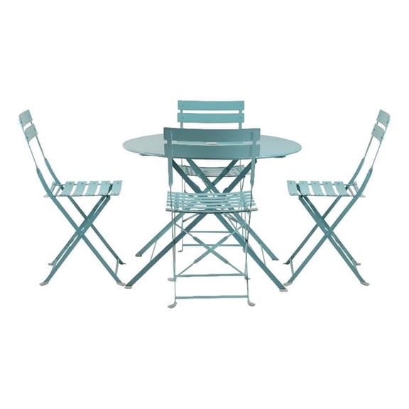 Carolina Classics  36" Round Bistro Table 5pc Set with 4 Chairs in Teal
