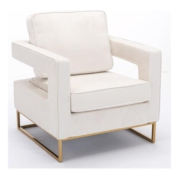 Carolina Classics Adadon 33 In Wide Velvet Upholstered Arm Chair in Cream