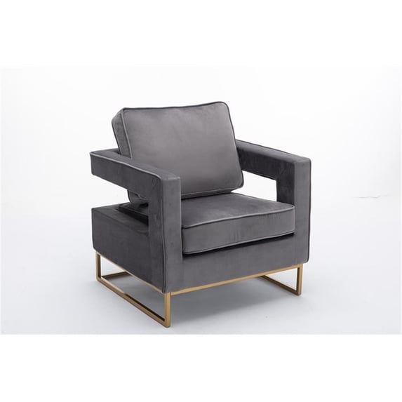 Carolina Classics Adadon 33 In Wide Velvet Upholstered Arm Chair in Gray