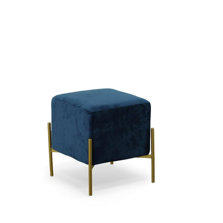 Larenta Upholstered Accent Stool Footrest Navy Blue