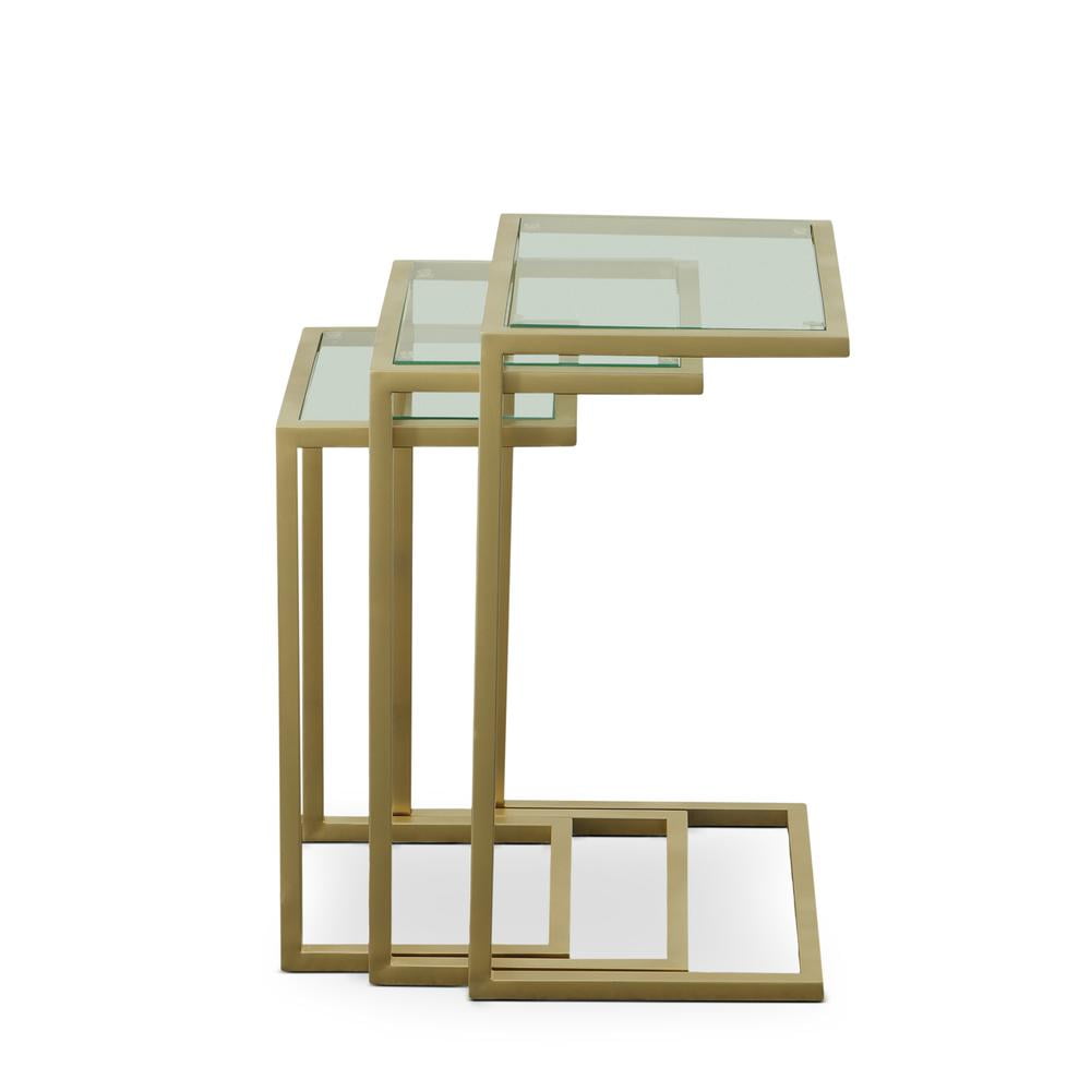 Addison Gold-Tempered Glass Modern Nesting Table Trio