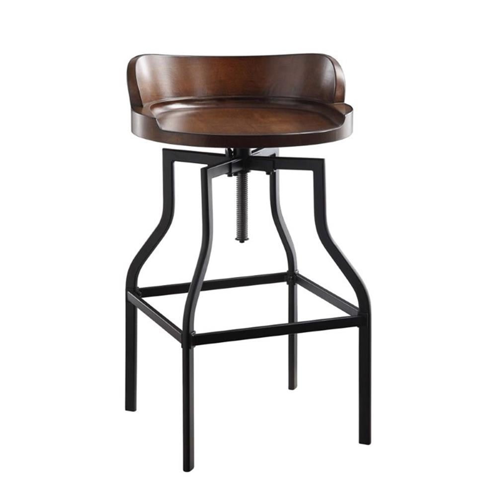 Chestnut Adjustable Backless Wood and Metal Bar Stool