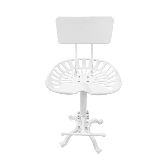 Contemporary Home Living Tractor Seat Adjustable Barstool with Backrest - 36.5" - White