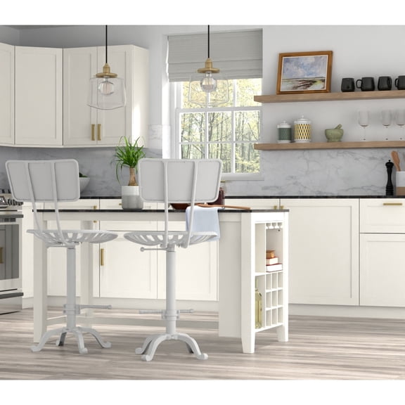 Contemporary Home Living Tractor Seat Adjustable Barstool with Backrest - 36.5" - White