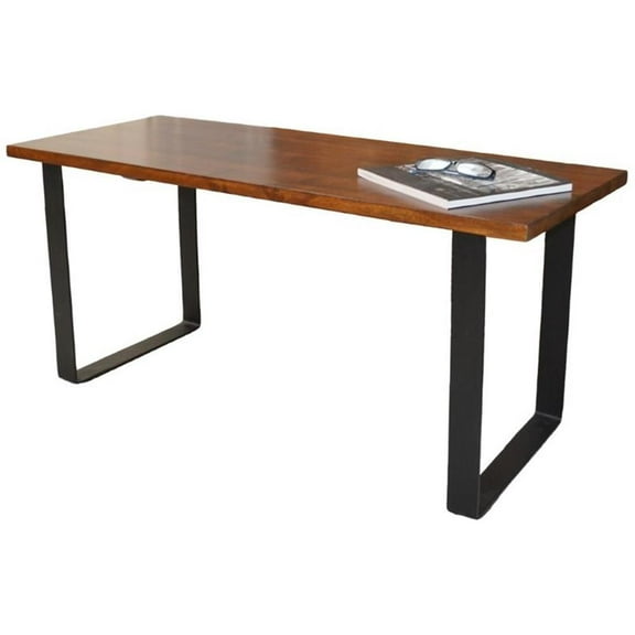 Carolina Classics Braden Metal Frame Bench in Chestnut/Black