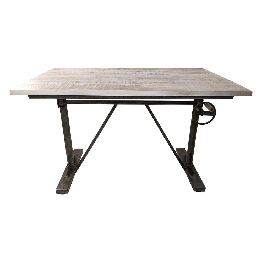 Gray Adjustable Height Standing Desk with Wood Top