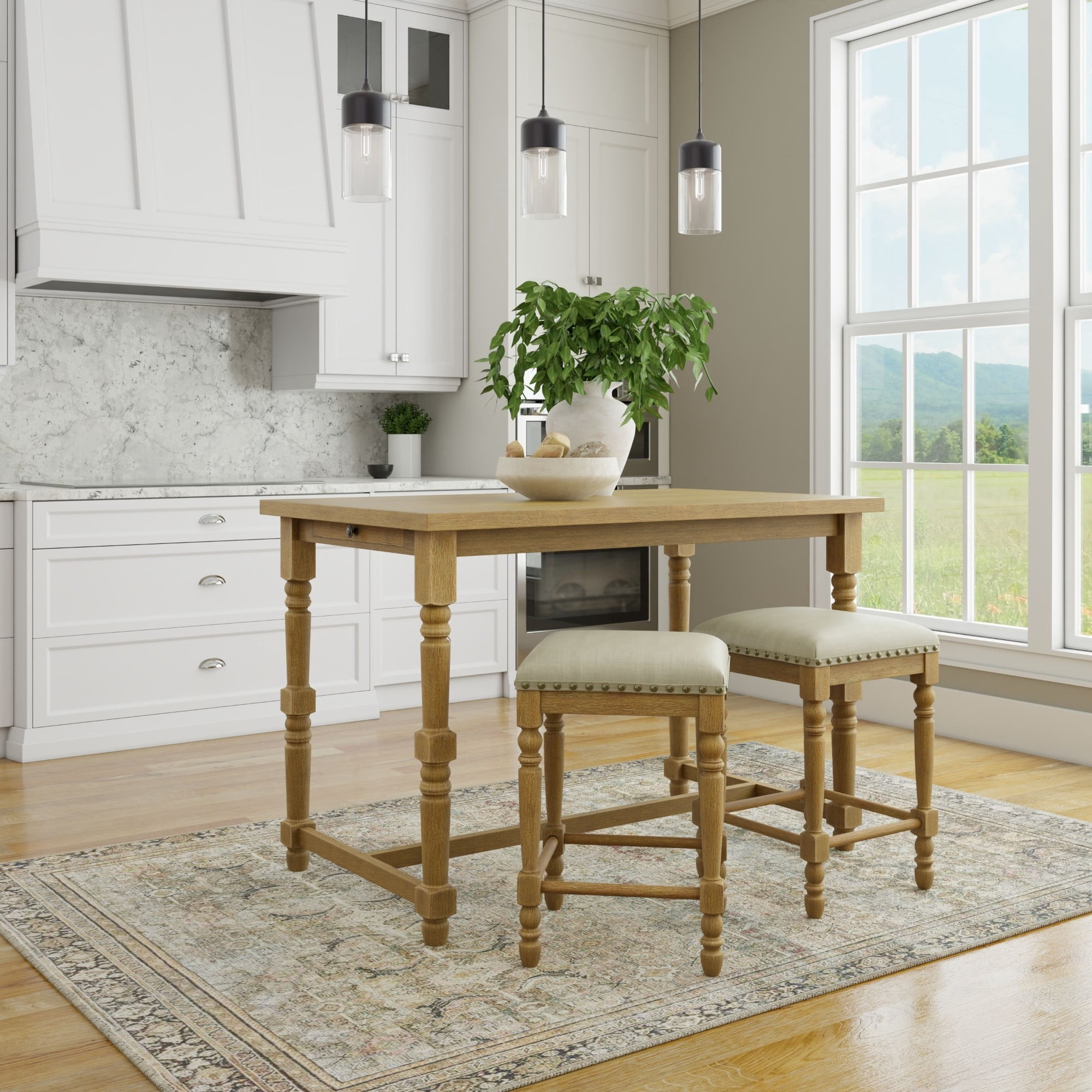 Contemporary Home Living 2-Drawer Rectangular Bar Table - 54" - Honey Brown