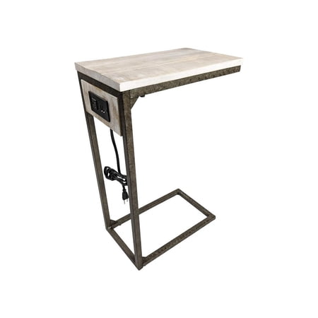 Carolina Classics Chloe Laptop Table with USB Ports in Driftwood and Aged Iron