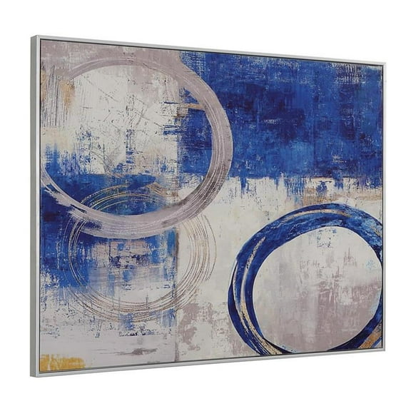 Carolina Living Circle Abstract Wall Art - Blue/Silver - Silver Frame - Medium