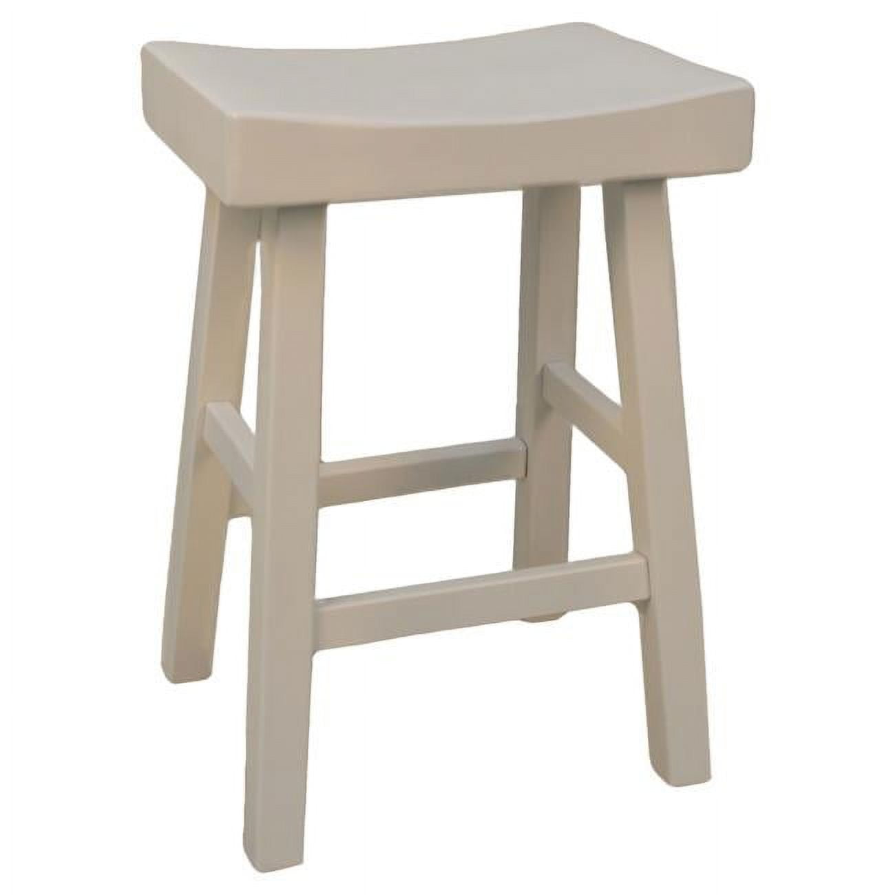 Antique White Wood Saddle Style Backless Counter Stool