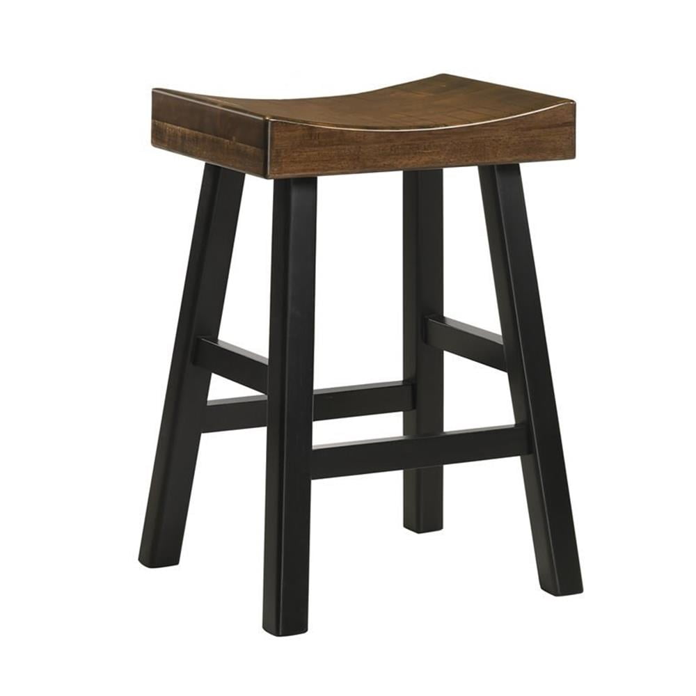 Elm and Black 25" Saddle Style Wood Counter Stool