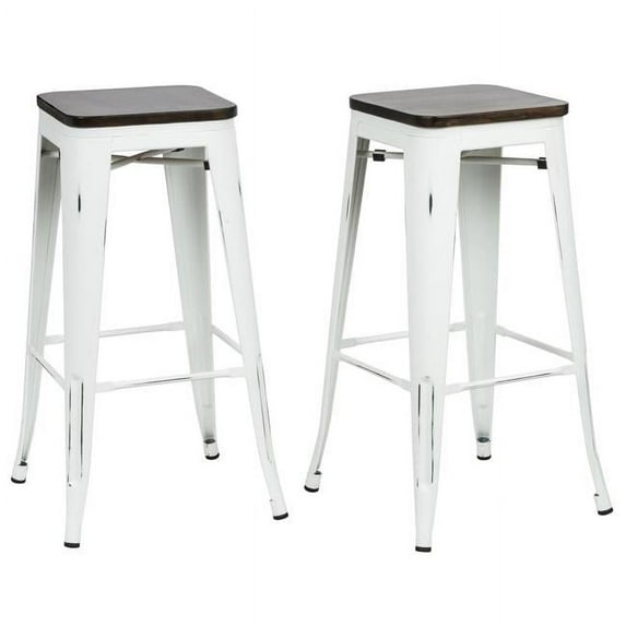 Carolina Classics Cormac 30" Square Counter Stool in Matte White Elm (Set of 2)