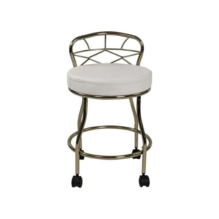 Carolina Living Diana x Back Vanity Bench with Casters Chrome