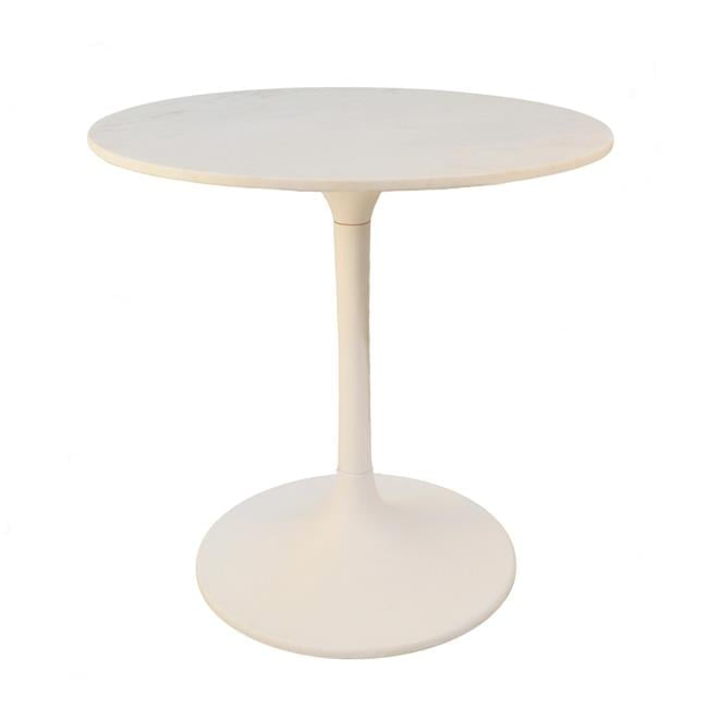 Enzo 30'' White Marble Top Round Dining Table with Metal Pedestal Base