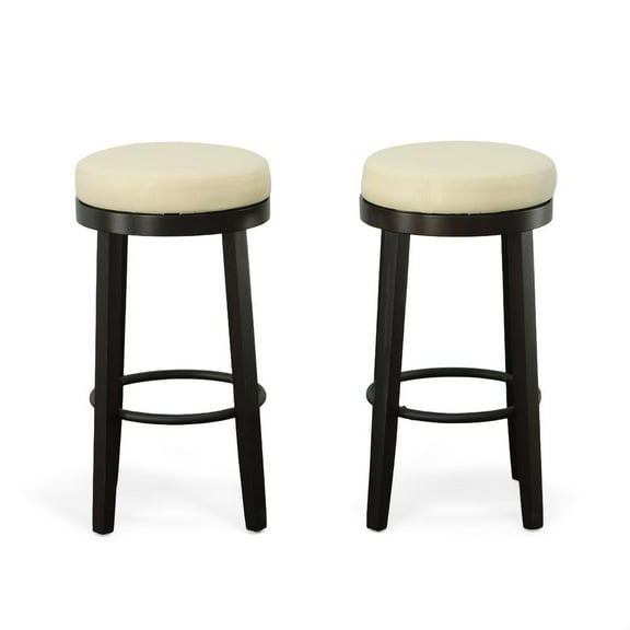 Carolina Chair & Table Era Swivel 30" Barstool - Set of 2 - Cream/Espresso