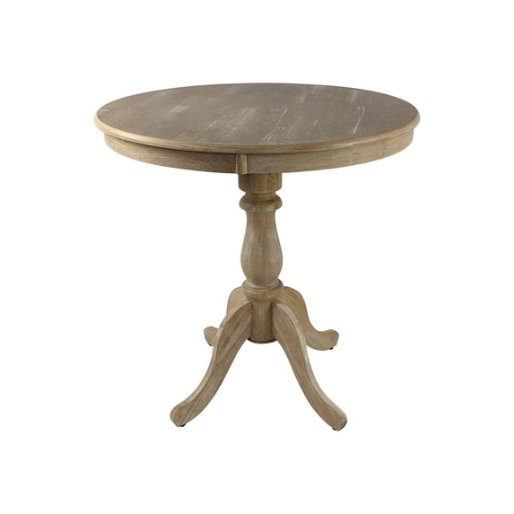 Contemporary Home Living Circular Top Carved Pedestal Bar Table - 36" - Driftwood Brown