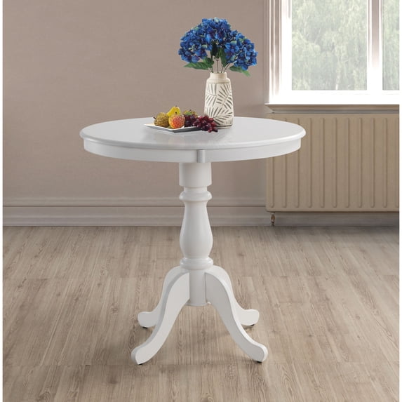 Contemporary Home Living Carved Circular Top Pedestal Bar Table - 36" - Driftwood Brown
