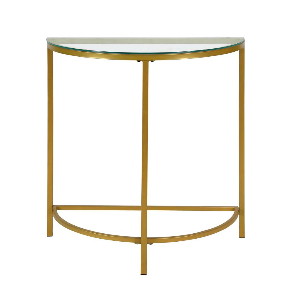 Fenice Gold Metal and Glass Demilune Console Table