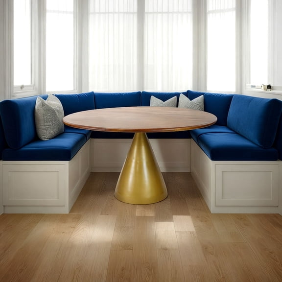 Contemporary Home Living Dining Table with Pedestal Base - 48" - Gold