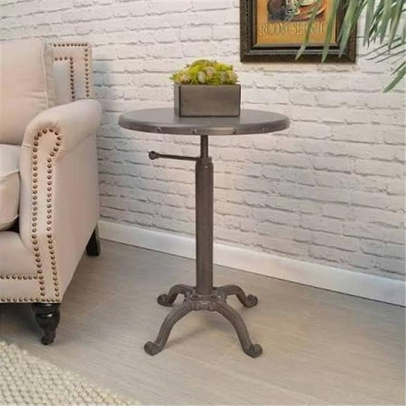Carolina Classics Irene Adjustable Vintage Metal Table Industrial Brown