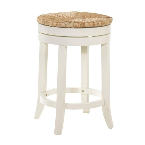 Carolina Chair & Table Irving 24" Swivel Rush Seat Counter Stool - Antique White
