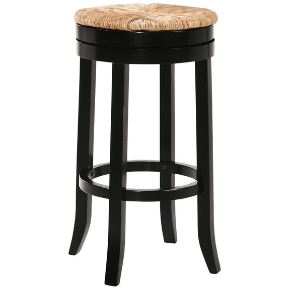 Carolina Classics Irving 30" Swivel Rush Seat Bar Stool in Antique Black