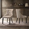 thumbnail image 1 of Contemporary Home Living Armless Upholstered Tufted Back Dining Chair - 35" - Cream - Set of 2, 1 of 9