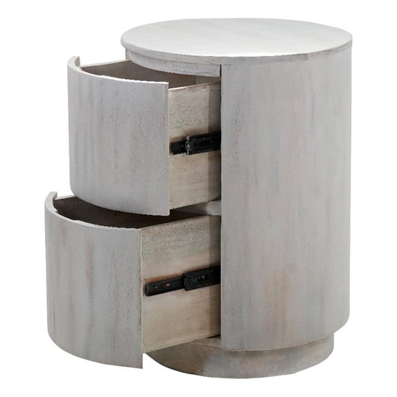 Carolina Classics Kingston 2-Drawer Round Wood Accent Table in Whitewash