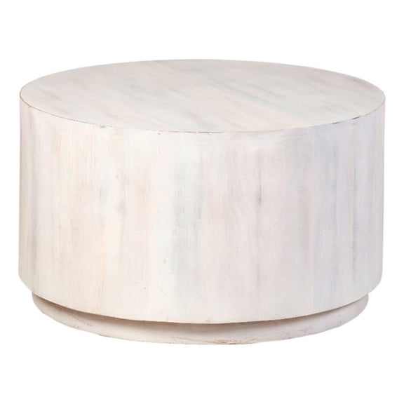 Carolina Classics Krissa 30" Round Mango Wood Coffee Table in Whitewash