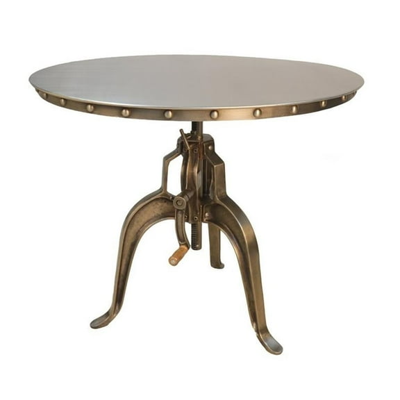 Carolina Classics Mundra Adjustable Crank Metal Accent Table in Antique Nickel