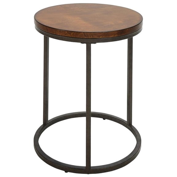 Carolina Classics Orson 18" Round Thick Top Accent Table Chestnut Industrial
