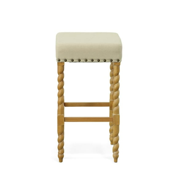 Carolina Living Remick 30" Barstool - Natural Oak - Linen Upholstery