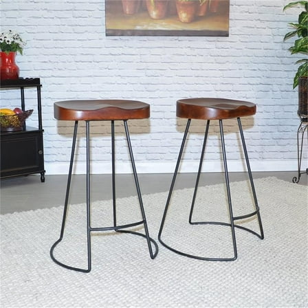 Carolina Classics Saga 25" Counter Stool in Chestnut (Set of 2)