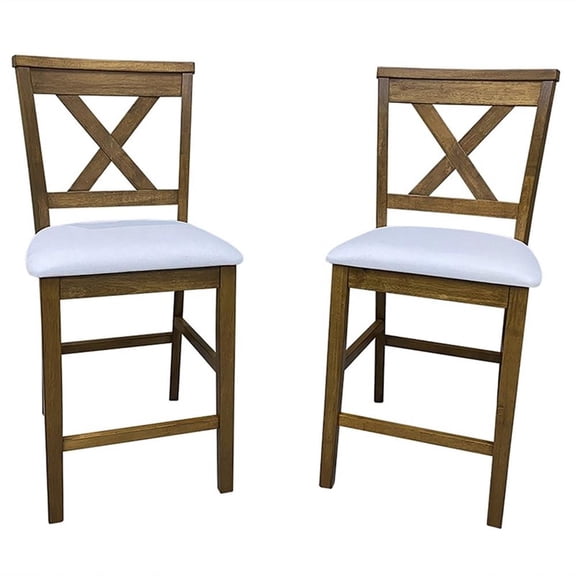 Carolina Classics Set of 2 Taylor X-Back Counter Stools in Oak and White