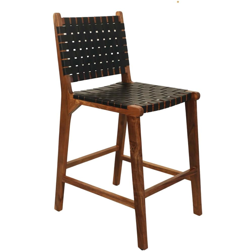 Carolina Classics Set of 2 Whitney 24"H Leather Barstool in Honey Gold and Black