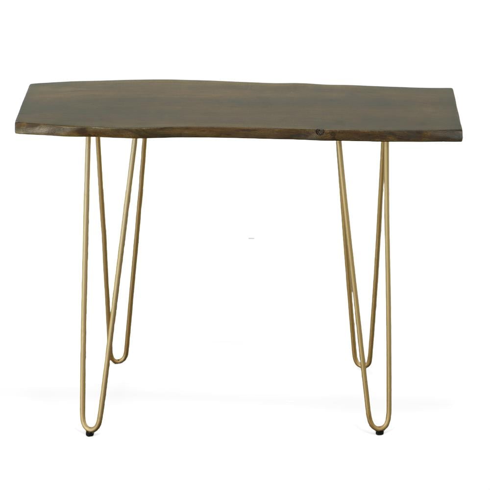 Seti Acacia Live Edge Elm & Gold Console Table with Storage