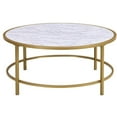 thumbnail image 1 of Carolina Classics Verazano Faux Marble Top 36 In Round Coffee Table in Gold, 1 of 4