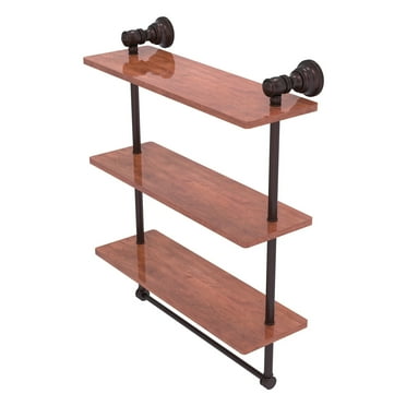 Carolina Collection 16-in Triple Wood Shelf with Towel Bar in Antique Bronze