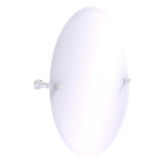 Carolina Collection Frameless Oval Tilt Mirror with Beveled Edge - Satin Chrome