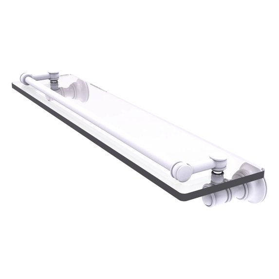 Carolina Collection Glass Shelf with Gallery Rail - Matte White / 22 Inch